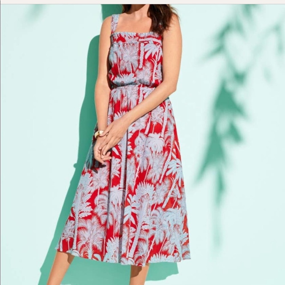 Talbots Oasis Palm Fit and Flare Voile Dress